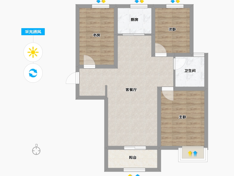 河北省-邢台市-滨河上智家园-70.18-户型库-采光通风