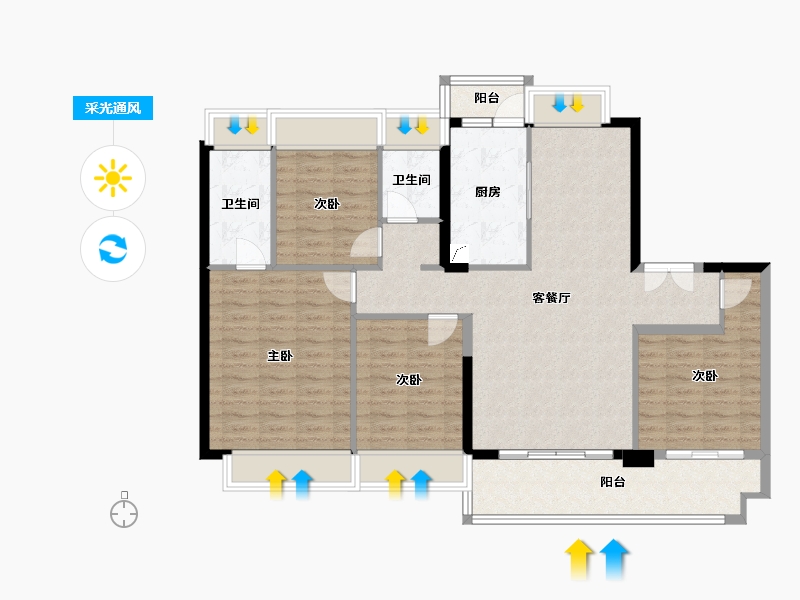 广东省-江门市-美的樾山府-115.22-户型库-采光通风