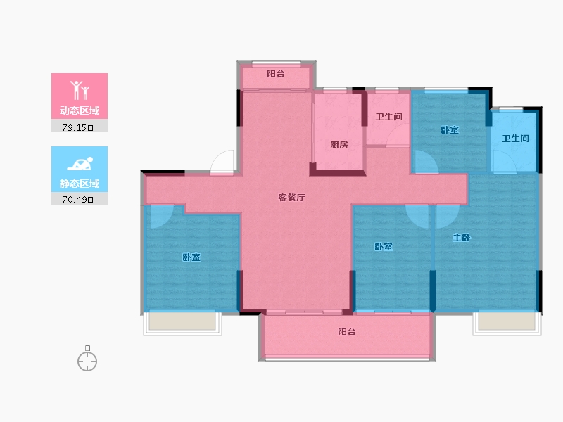 河南省-许昌市-禹州建业春天里-137.57-户型库-动静分区