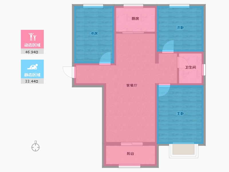 河北省-邢台市-滨河上智家园-70.91-户型库-动静分区