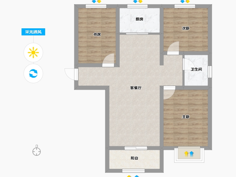 河北省-邢台市-滨河上智家园-70.91-户型库-采光通风