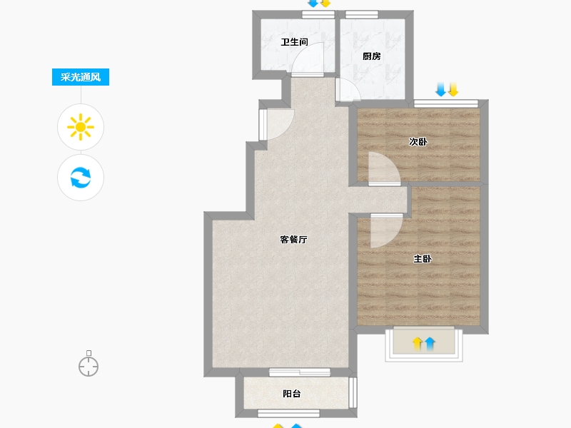 山东省-烟台市-怡海嘉苑-63.81-户型库-采光通风