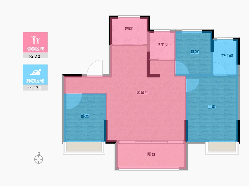 河南省-许昌市-禹州建业春天里-108.89-户型库-动静分区