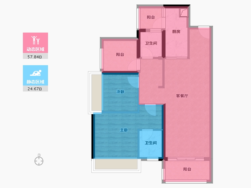 广东省-佛山市-保利中央公园-72.81-户型库-动静分区