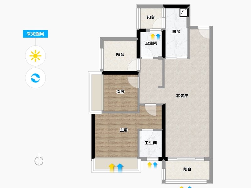 广东省-佛山市-保利中央公园-72.81-户型库-采光通风