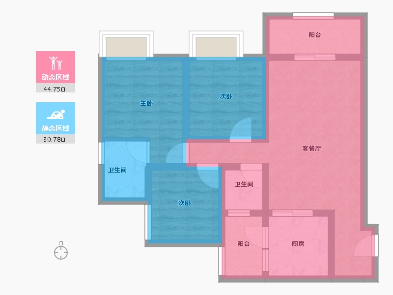 重庆-重庆市-典雅花溪半岛-65.21-户型库-动静分区