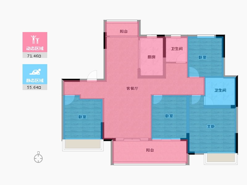 河南省-许昌市-禹州建业春天里-114.86-户型库-动静分区