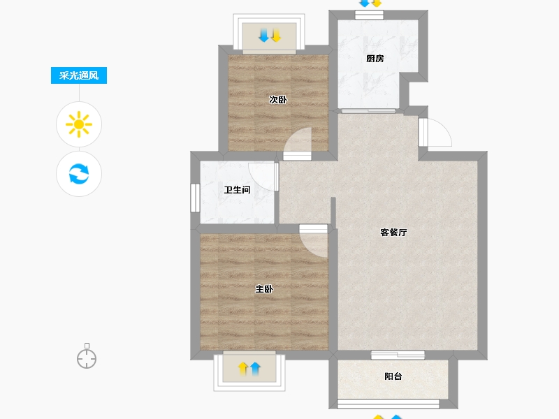 山东省-烟台市-怡海嘉苑-54.00-户型库-采光通风