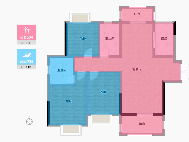 湖北省-武汉市-武汉城建电建汤湖观筑-97.60-户型库-动静分区