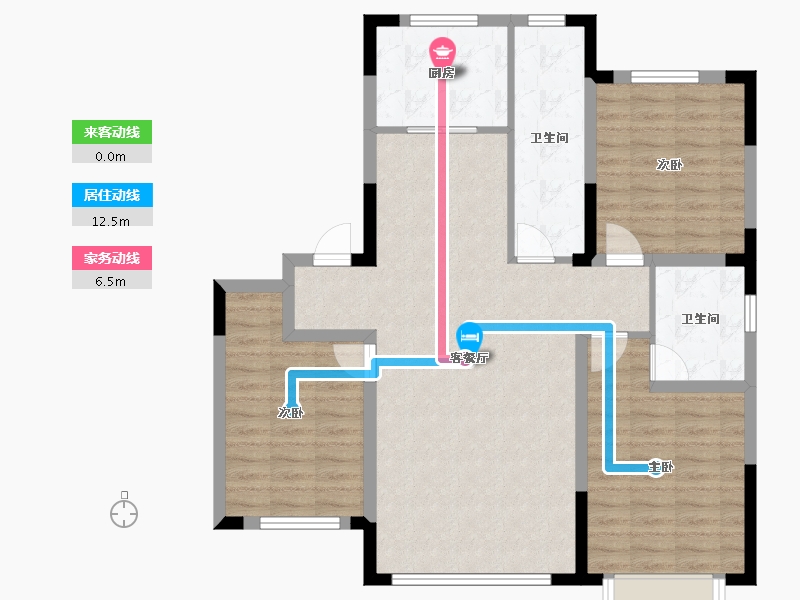 辽宁省-盘锦市-林海景天·林溪苑-98.35-户型库-动静线