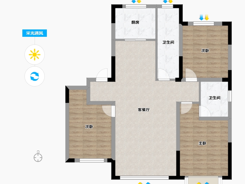 辽宁省-盘锦市-林海景天·林溪苑-98.35-户型库-采光通风