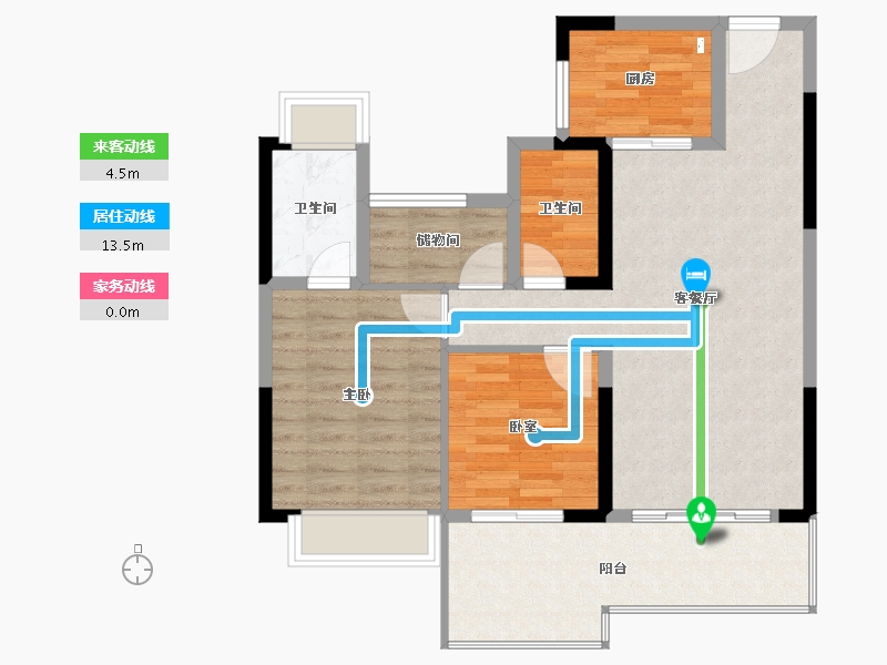 湖南省-长沙市-碧桂园博萃梅溪-84.19-户型库-动静线