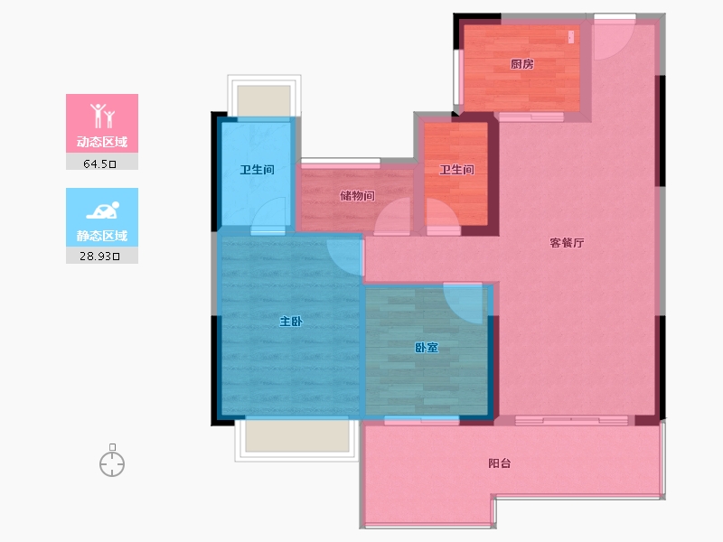 湖南省-长沙市-碧桂园博萃梅溪-84.19-户型库-动静分区