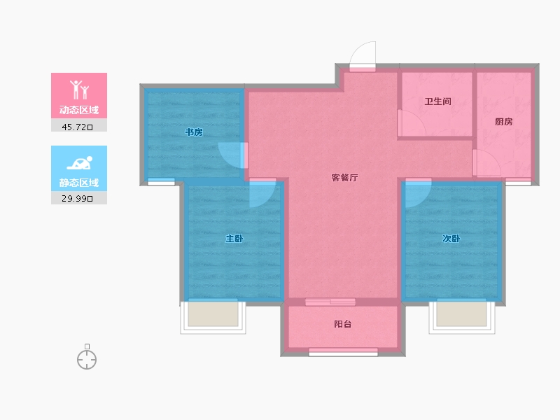 河北省-邢台市-滨河上智家园-66.92-户型库-动静分区