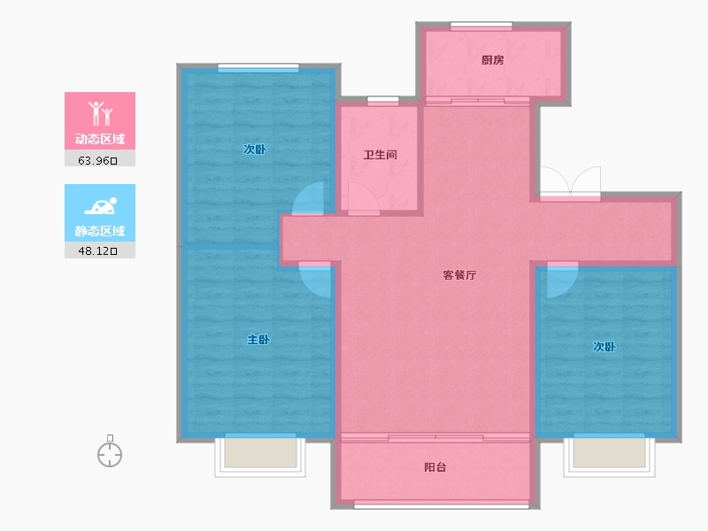 山东省-淄博市-美力理想城-102.00-户型库-动静分区