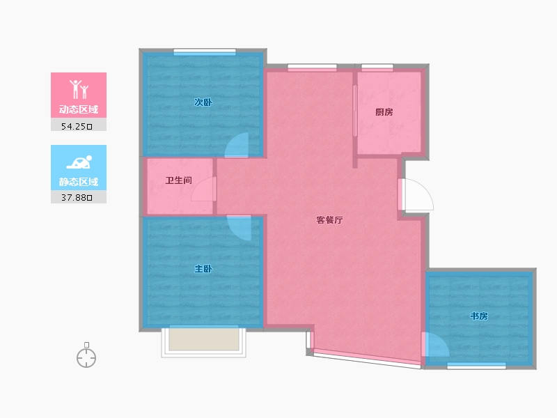 辽宁省-盘锦市-林海景天·林溪苑-83.69-户型库-动静分区