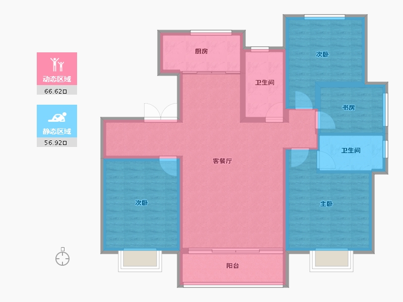 山东省-淄博市-美力理想城-111.19-户型库-动静分区