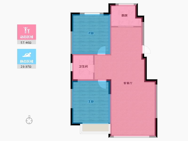 辽宁省-盘锦市-林海景天·林溪苑-79.06-户型库-动静分区