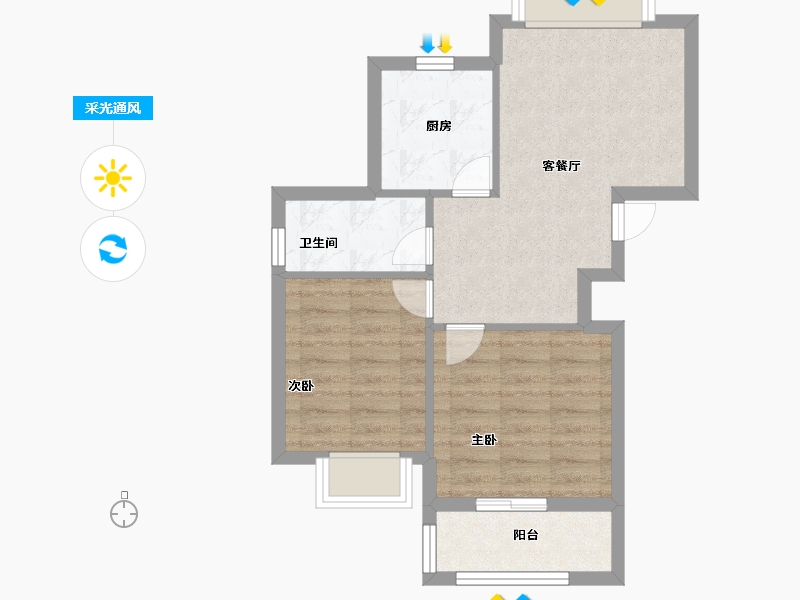 山东省-烟台市-怡海嘉苑-52.40-户型库-采光通风