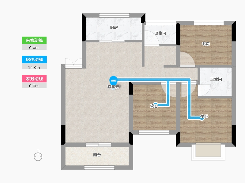 辽宁省-盘锦市-总部生态城泰郡-66.06-户型库-动静线