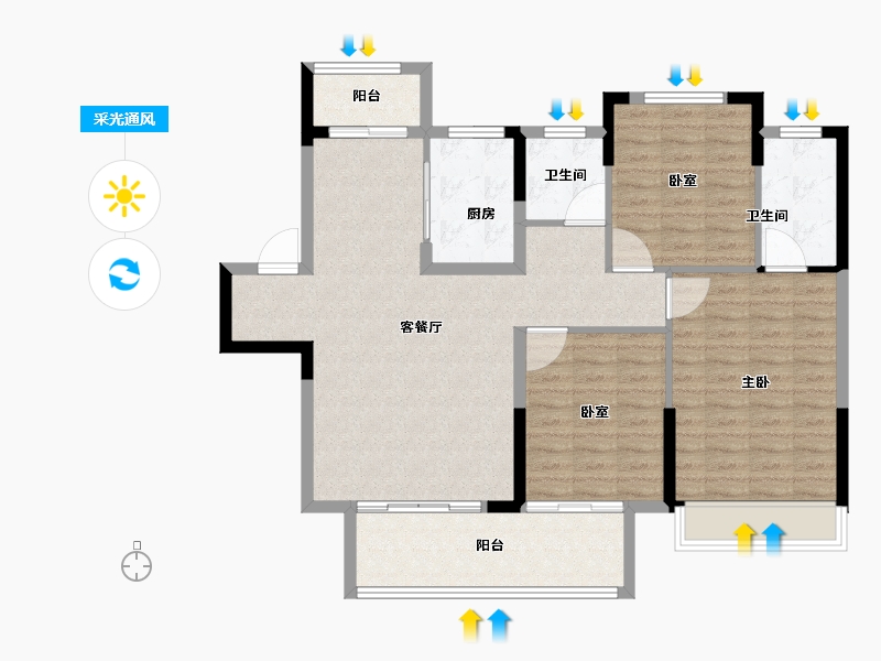 河南省-许昌市-禹州建业春天里-108.00-户型库-采光通风