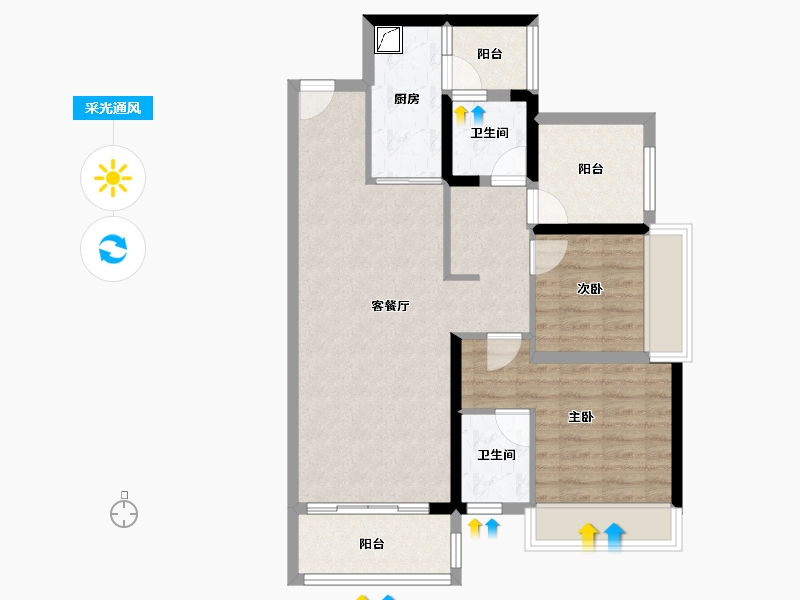 广东省-佛山市-保利中央公园-77.61-户型库-采光通风