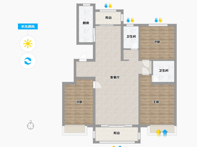 山东省-枣庄市-水发颐和园-115.00-户型库-采光通风