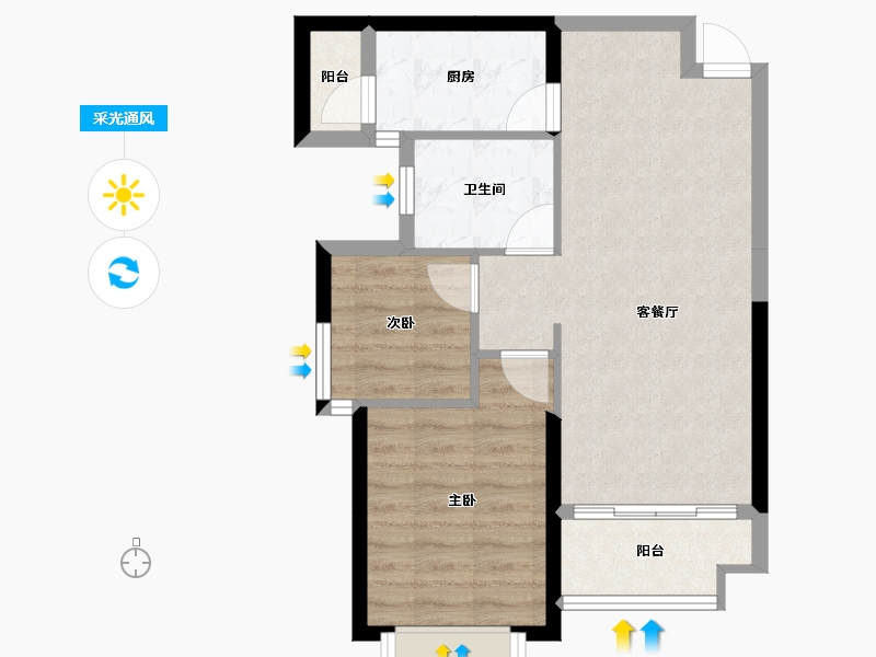 湖北省-十堰市-十堰恒大城·雲境-58.50-户型库-采光通风