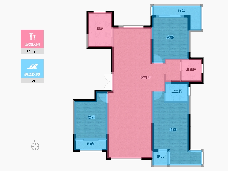 宁夏回族自治区-银川市-巨力·公园华府-109.37-户型库-动静分区