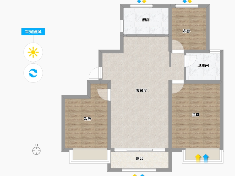 山东省-淄博市-中房四季城-87.52-户型库-采光通风