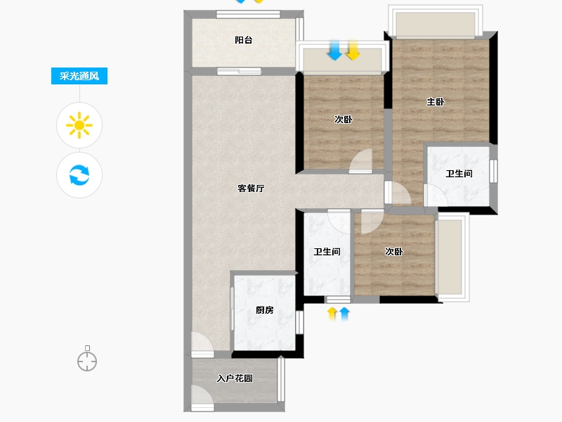 山东省-烟台市-龙玺城-75.20-户型库-采光通风