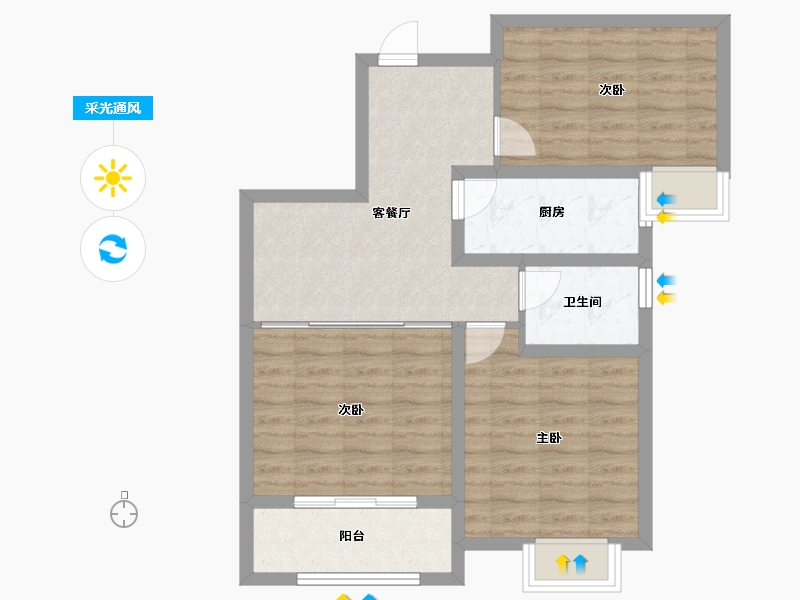 山东省-淄博市-美力理想城-70.41-户型库-采光通风