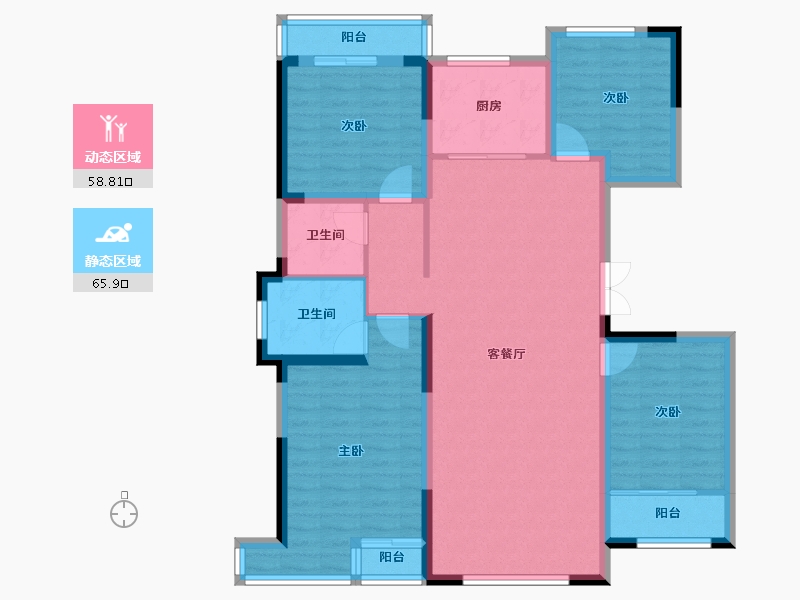 宁夏回族自治区-银川市-巨力·公园华府-111.71-户型库-动静分区