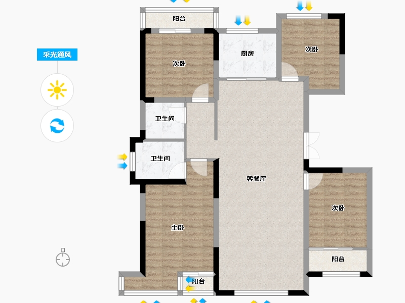 宁夏回族自治区-银川市-巨力·公园华府-111.71-户型库-采光通风