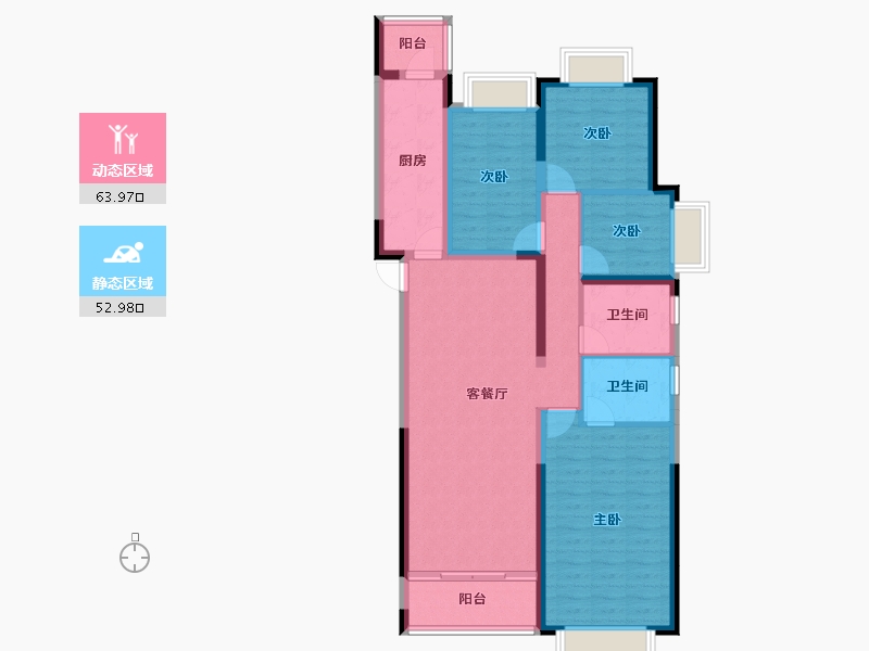 湖北省-十堰市-十堰恒大城·雲境-104.37-户型库-动静分区