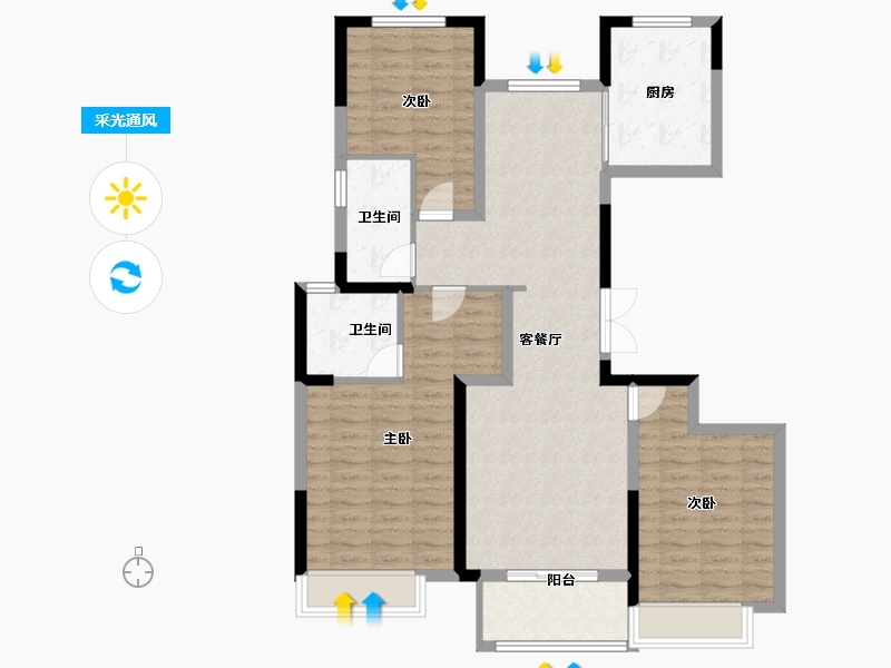 河南省-郑州市-福晟南山府-102.04-户型库-采光通风