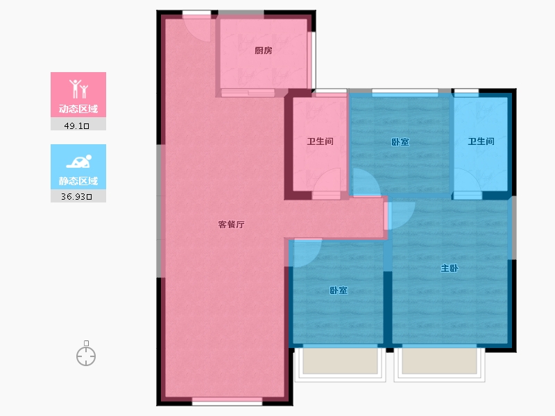 陕西省-西安市-碧桂园·云府-77.10-户型库-动静分区