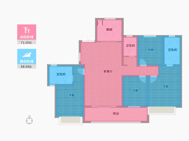 浙江省-台州市-云樾观岭-140.00-户型库-动静分区