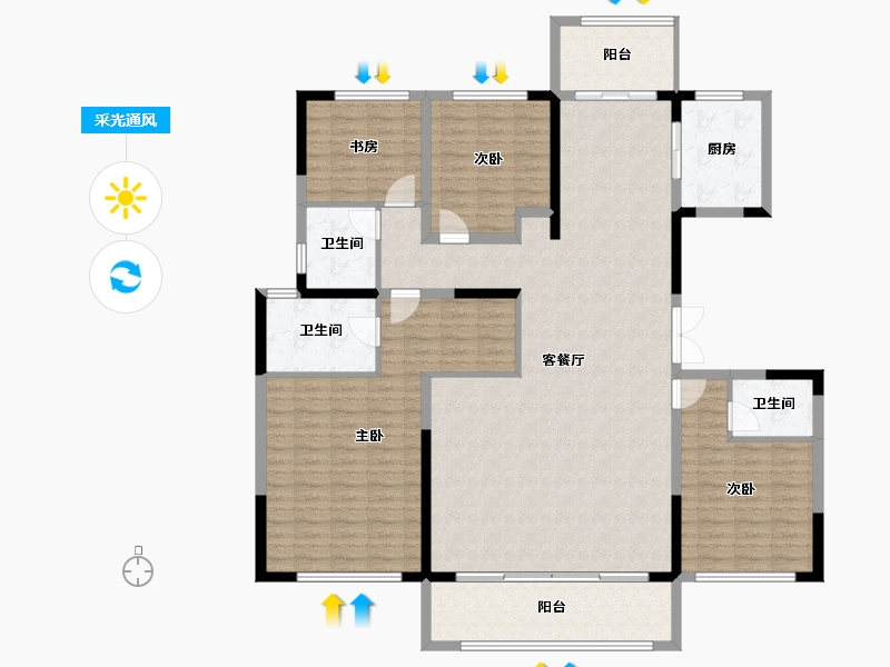 河南省-郑州市-中建柒號院-165.49-户型库-采光通风