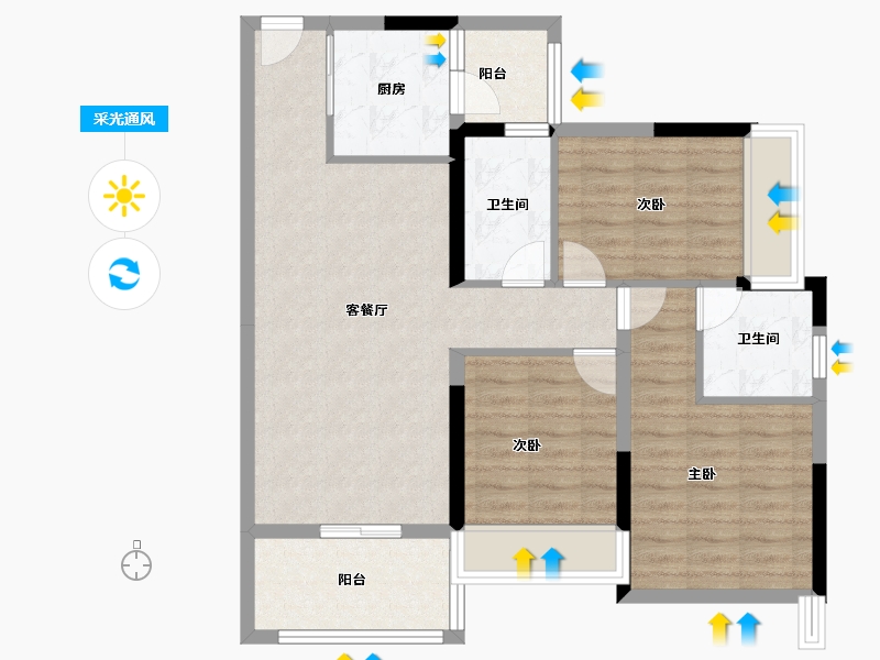 山东省-烟台市-龙玺城-84.00-户型库-采光通风