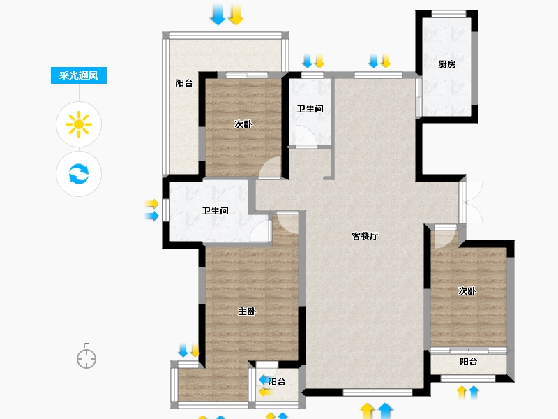 宁夏回族自治区-银川市-巨力·公园华府-119.18-户型库-采光通风