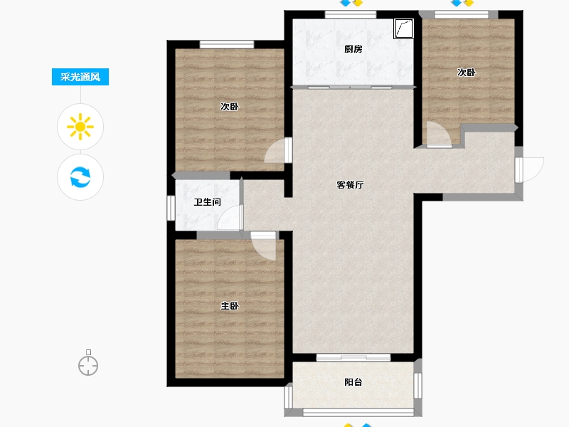 河南省-洛阳市-开元壹号芸台-95.00-户型库-采光通风