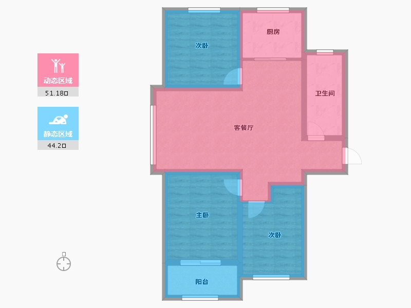 山东省-淄博市-中房四季城-84.89-户型库-动静分区