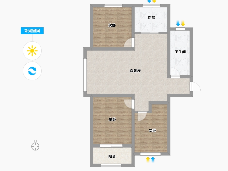 山东省-淄博市-中房四季城-84.89-户型库-采光通风