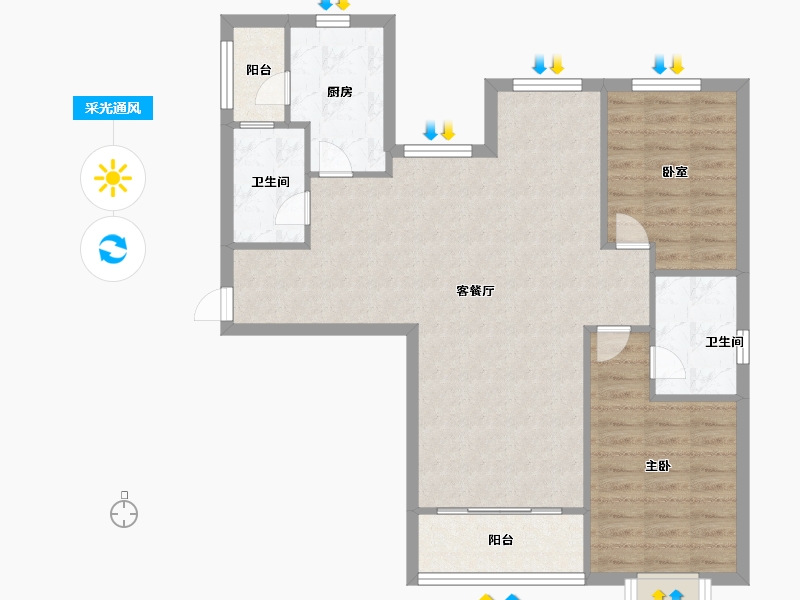 河北省-廊坊市-香河大爱城·源墅-84.00-户型库-采光通风