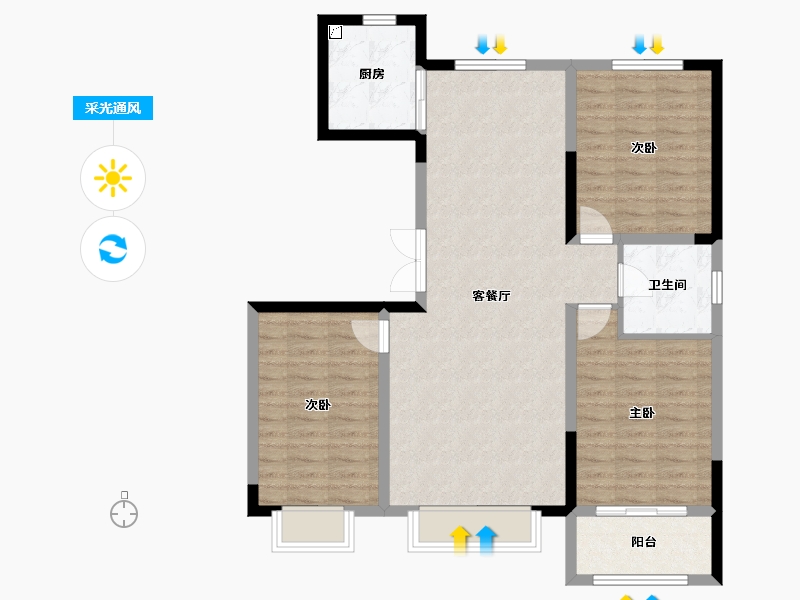 宁夏回族自治区-吴忠市-中达秦韵花园-94.77-户型库-采光通风