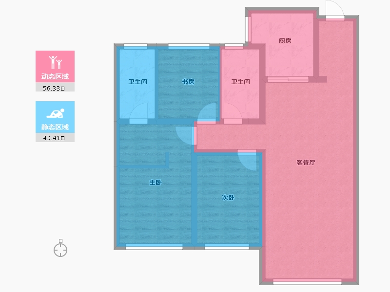 黑龙江省-哈尔滨市-华润置地崑崙御-88.75-户型库-动静分区