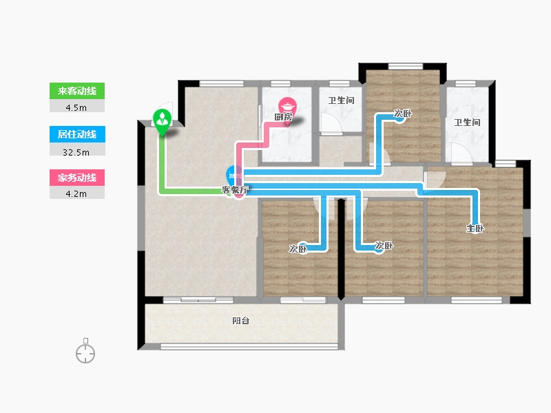 湖北省-孝感市-鼎观壹號院-108.05-户型库-动静线