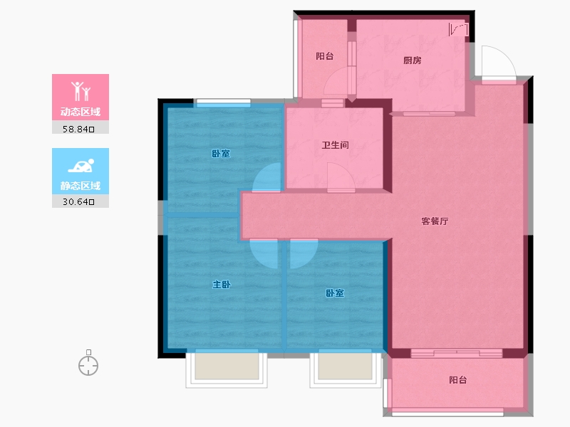 安徽省-六安市-恒大珺庭-80.12-户型库-动静分区