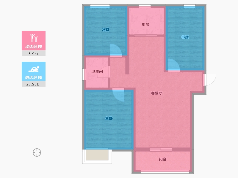 河北省-邢台市-滨河上智家园-70.37-户型库-动静分区